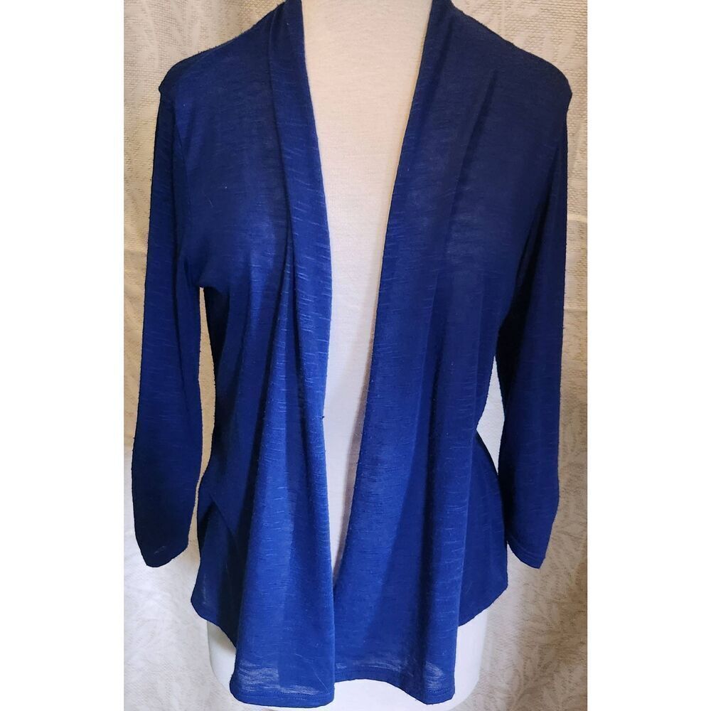 C31 Notations royal Blue open front shrug cardigan long sleeves mid length